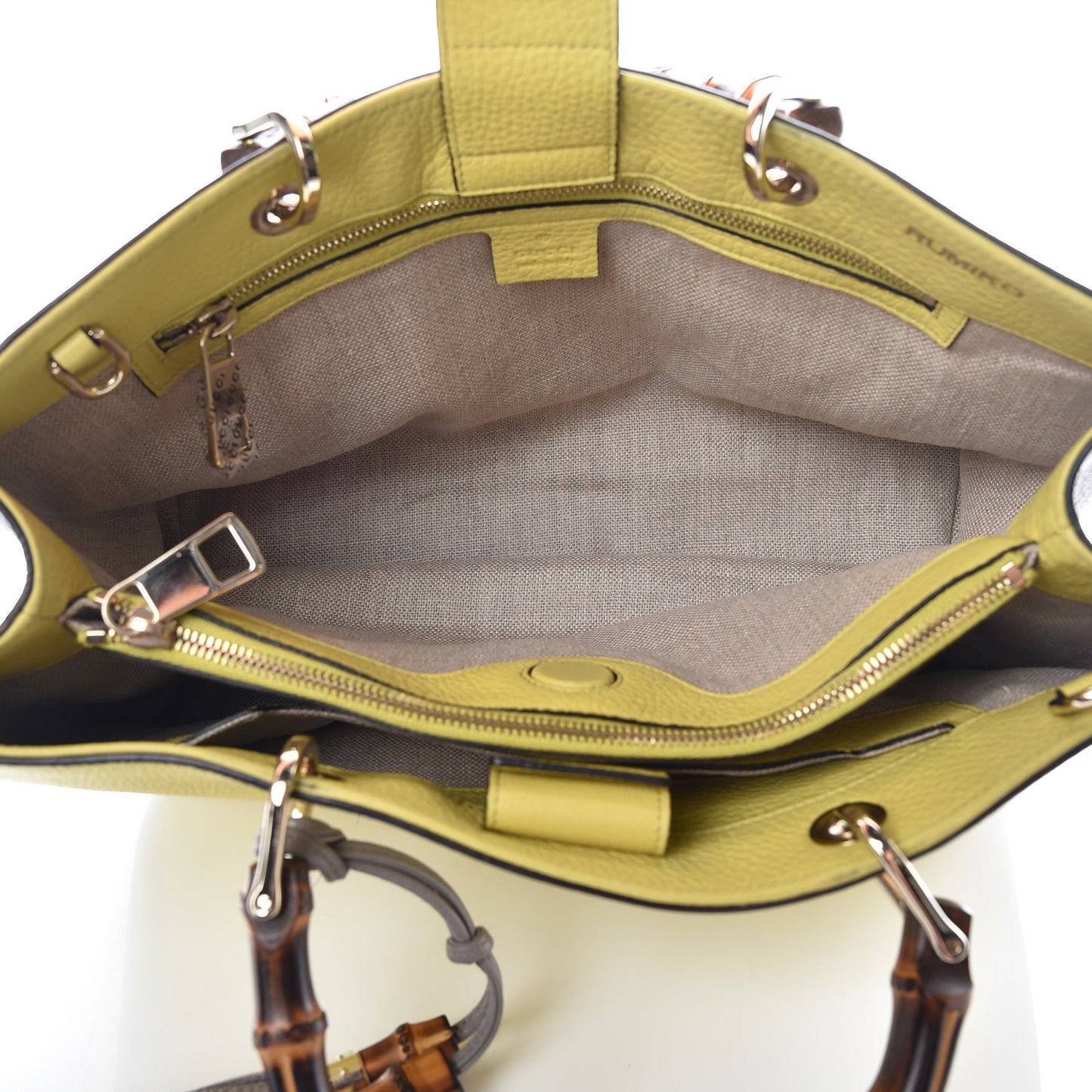 Pebbled Calfskin Medium Bamboo Shopper Tote Citrus Grey