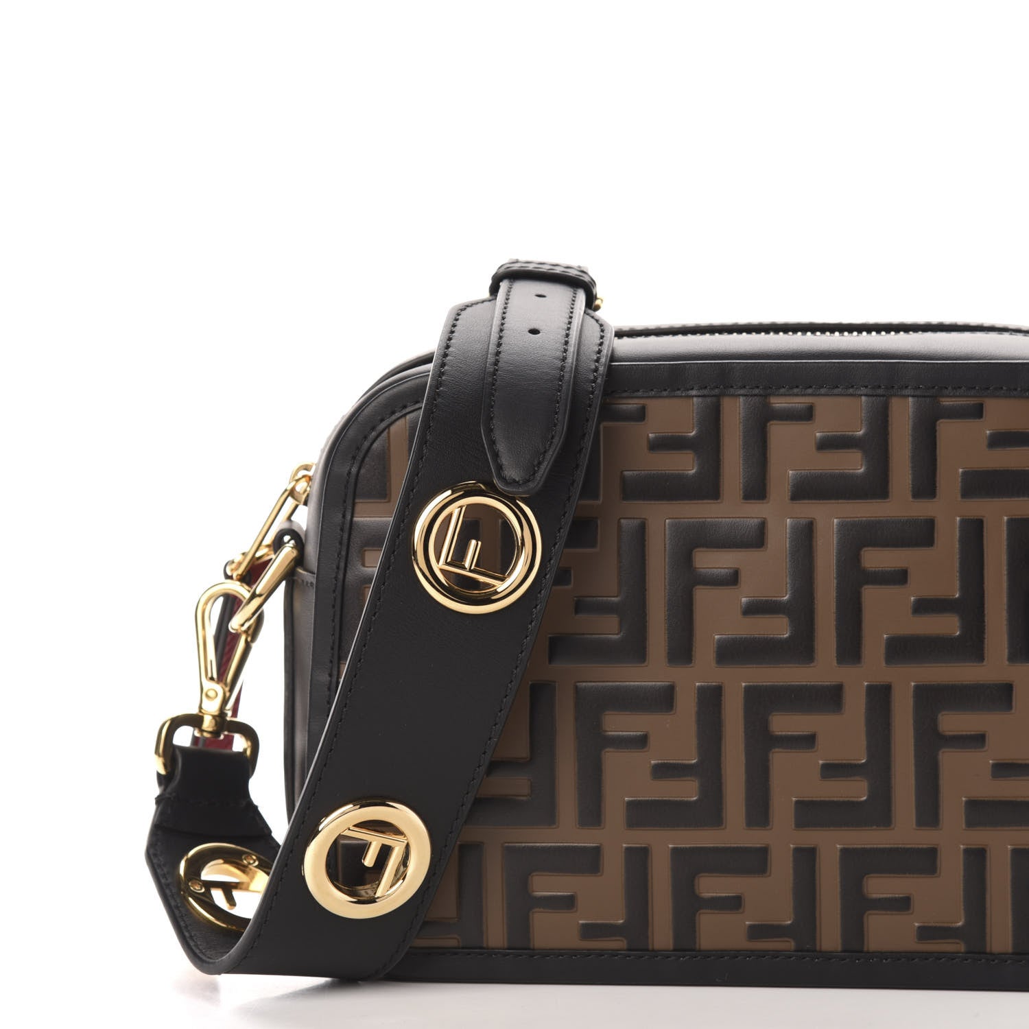 Fendi Vitello Century F is Fendi Bi-Color FF 1974 Embossed Camera Case Maya Black 12 of 12