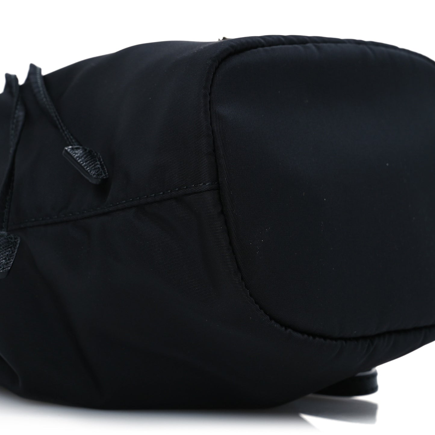 Saffiano Tessuto Nylon Vela Bucket Wristlet Black