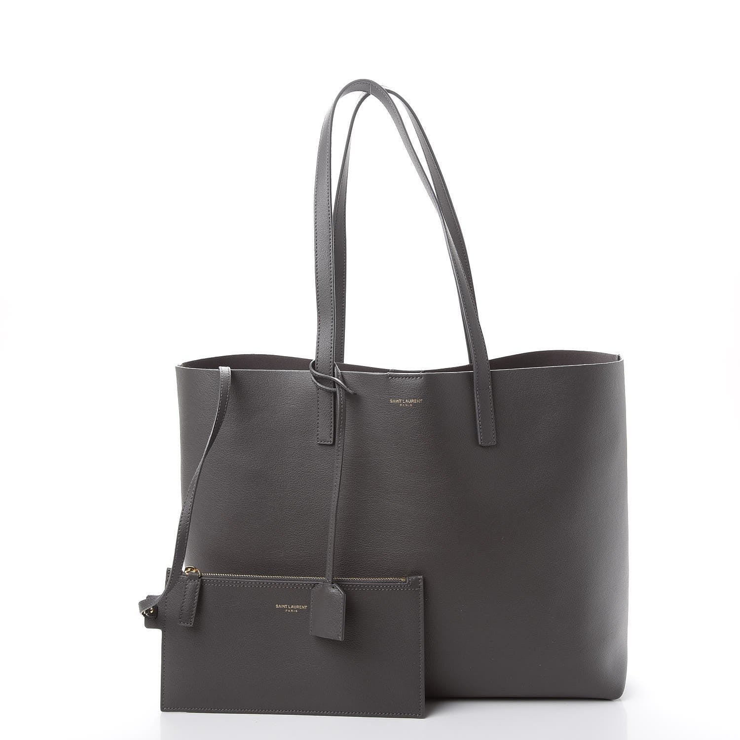 Saint Laurent Calfskin Large Shopping Tote Storm 3 of 14