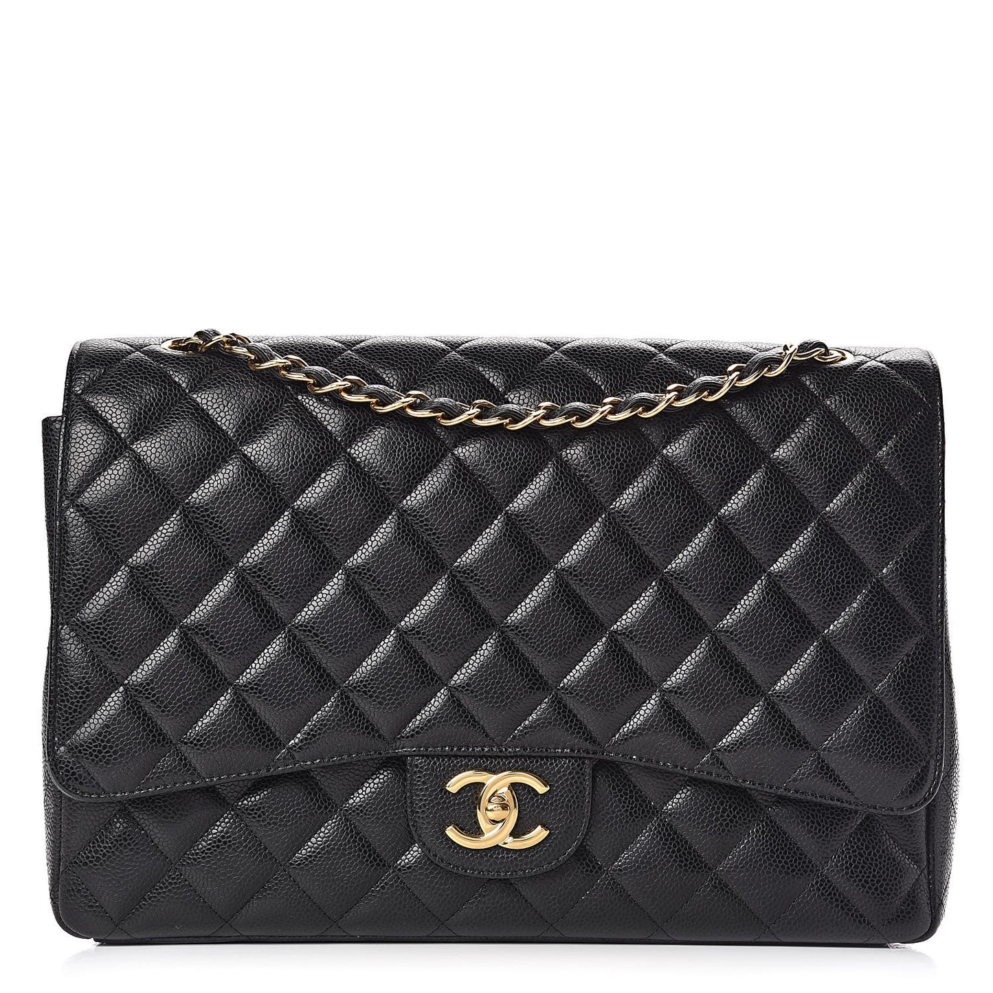 Caviar Quilted Maxi Double Flap Black