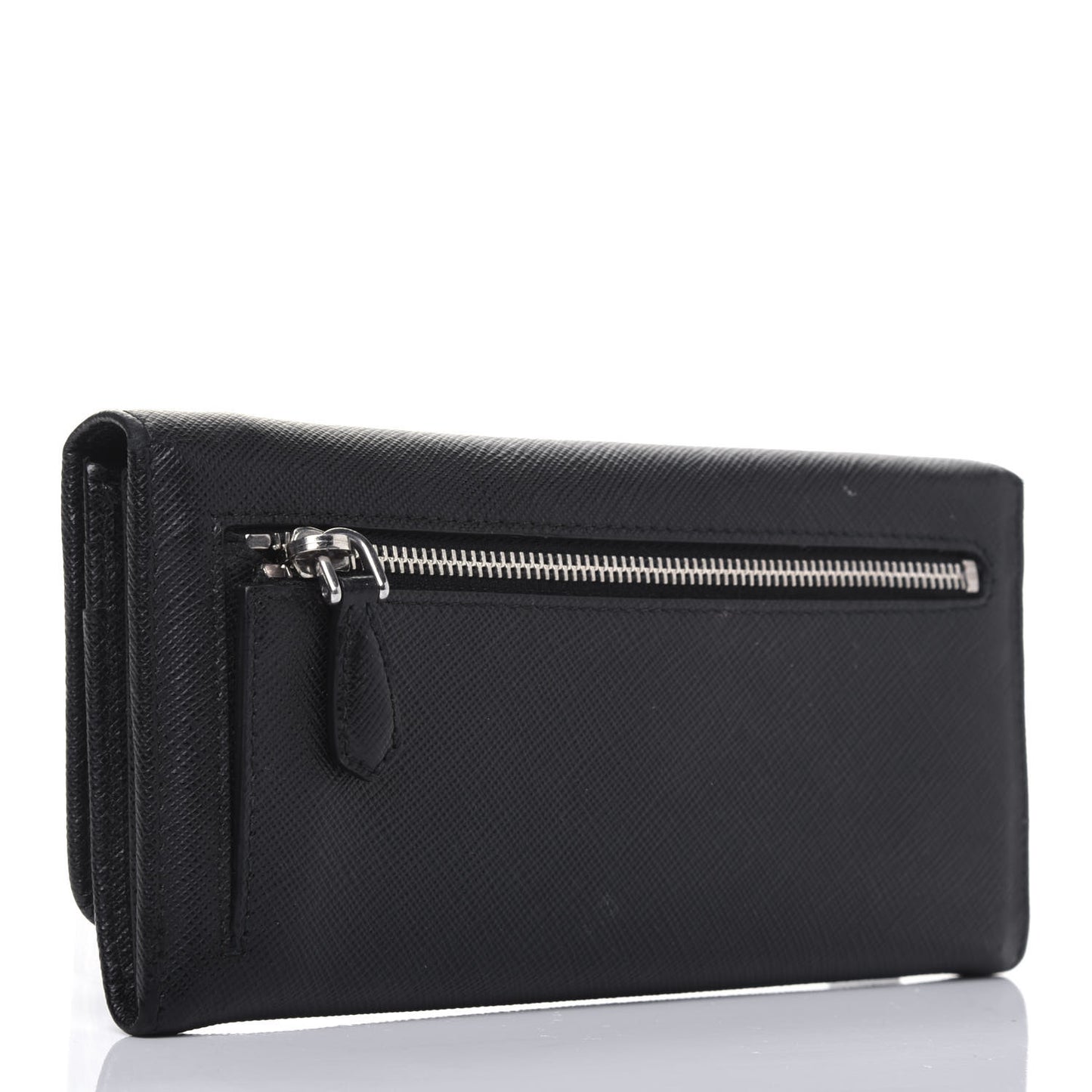 Saffiano Metal Continental Flap Wallet Black