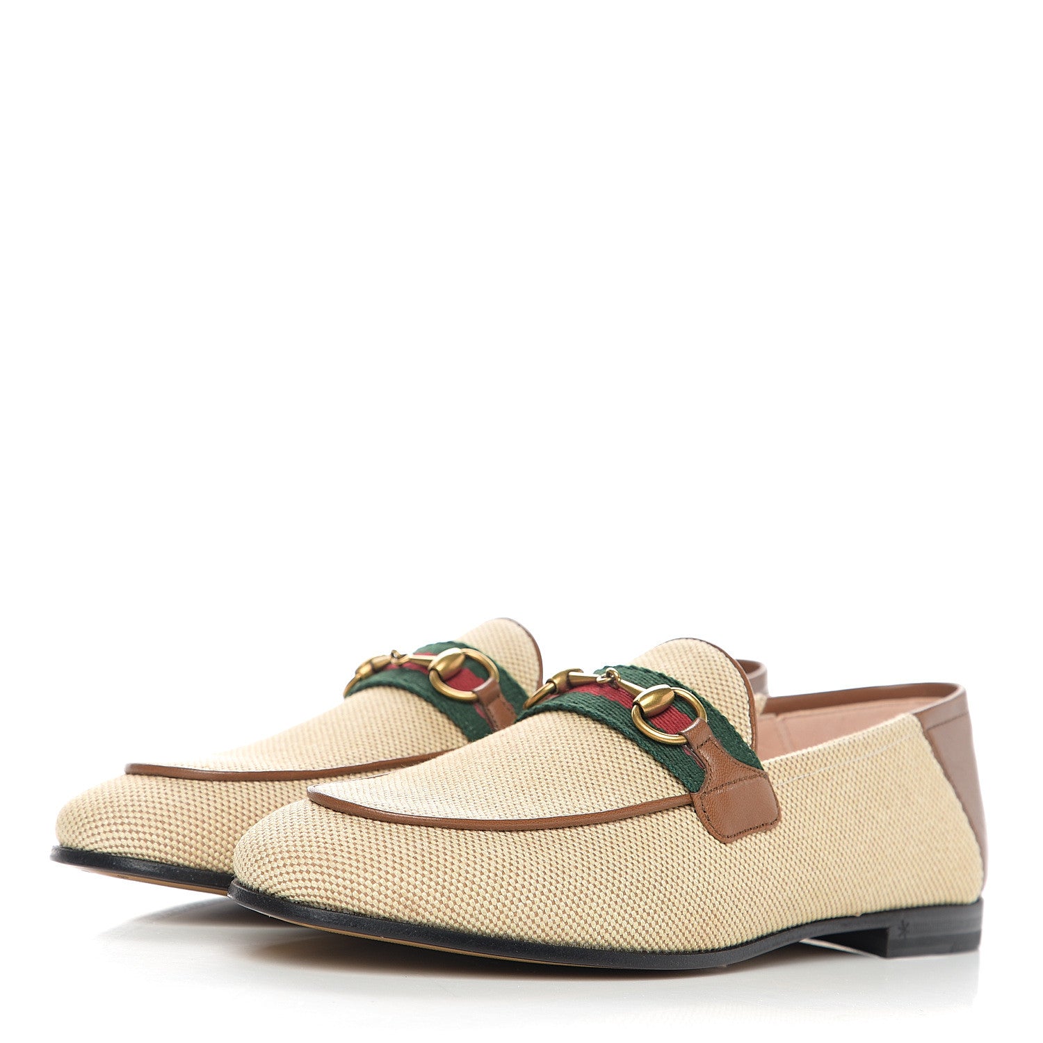 Gucci Canvas Malaga Kid Web Womens Horsebit Brixton Loafers 36.5 Sand Light Cuir 3 of 9