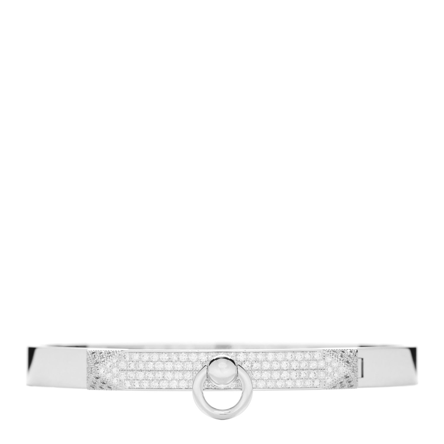 Hermes 18K White Gold Pave Diamond PM Collier De Chien Bracelet SH 1 of 4