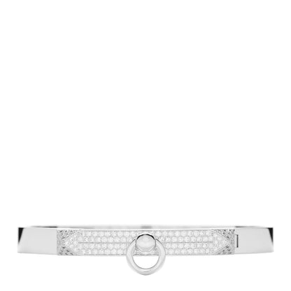 Hermes 18K White Gold Pave Diamond PM Collier De Chien Bracelet SH 1 of 4