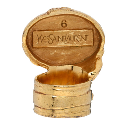 Saint Laurent Glass Cabochon Arty Ovale Ring 52/6 Gold Blue 3 of 4