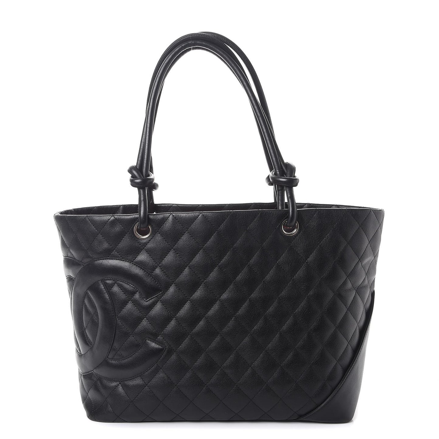 Calfskin Quilted Large Cambon Tote Black