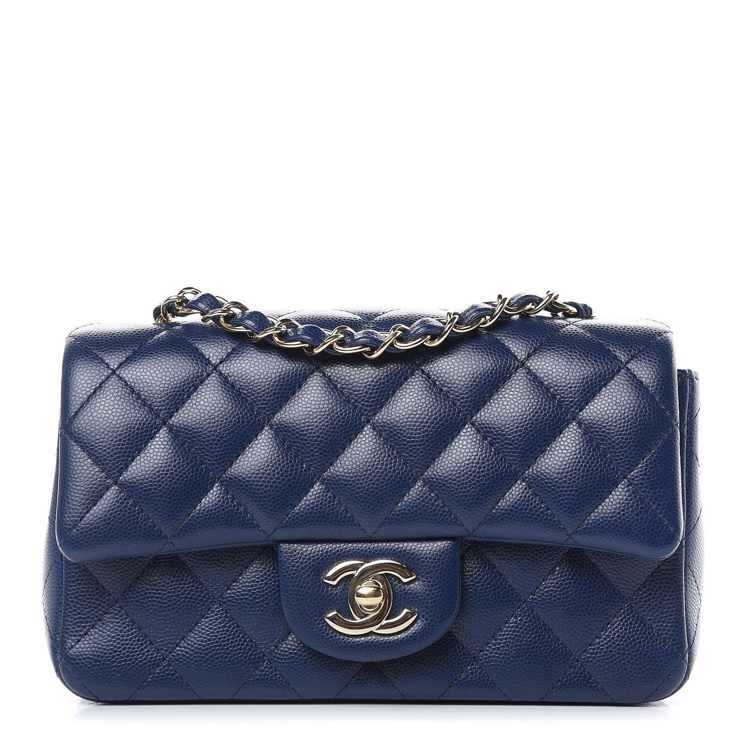 Chanel Caviar Quilted Mini Rectangular Flap Dark Blue 1 of 10