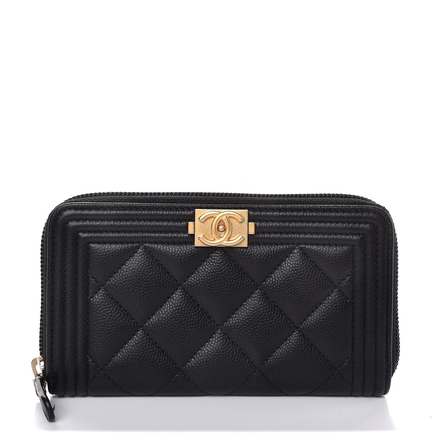 Chanel Caviar Quilted Small Boy Zip Around Wallet Black 1 of 9