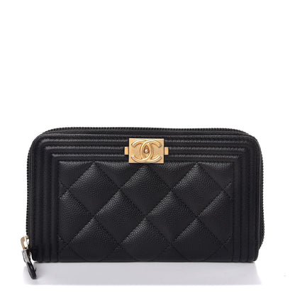 Chanel Caviar Quilted Small Boy Zip Around Wallet Black 1 of 9