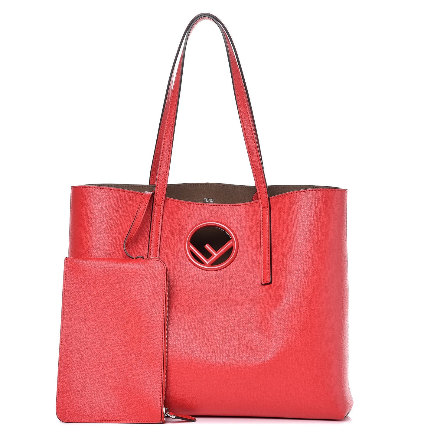 Vitello Vienna Enamel F is Fendi Shopping Tote Fiamma Taupe