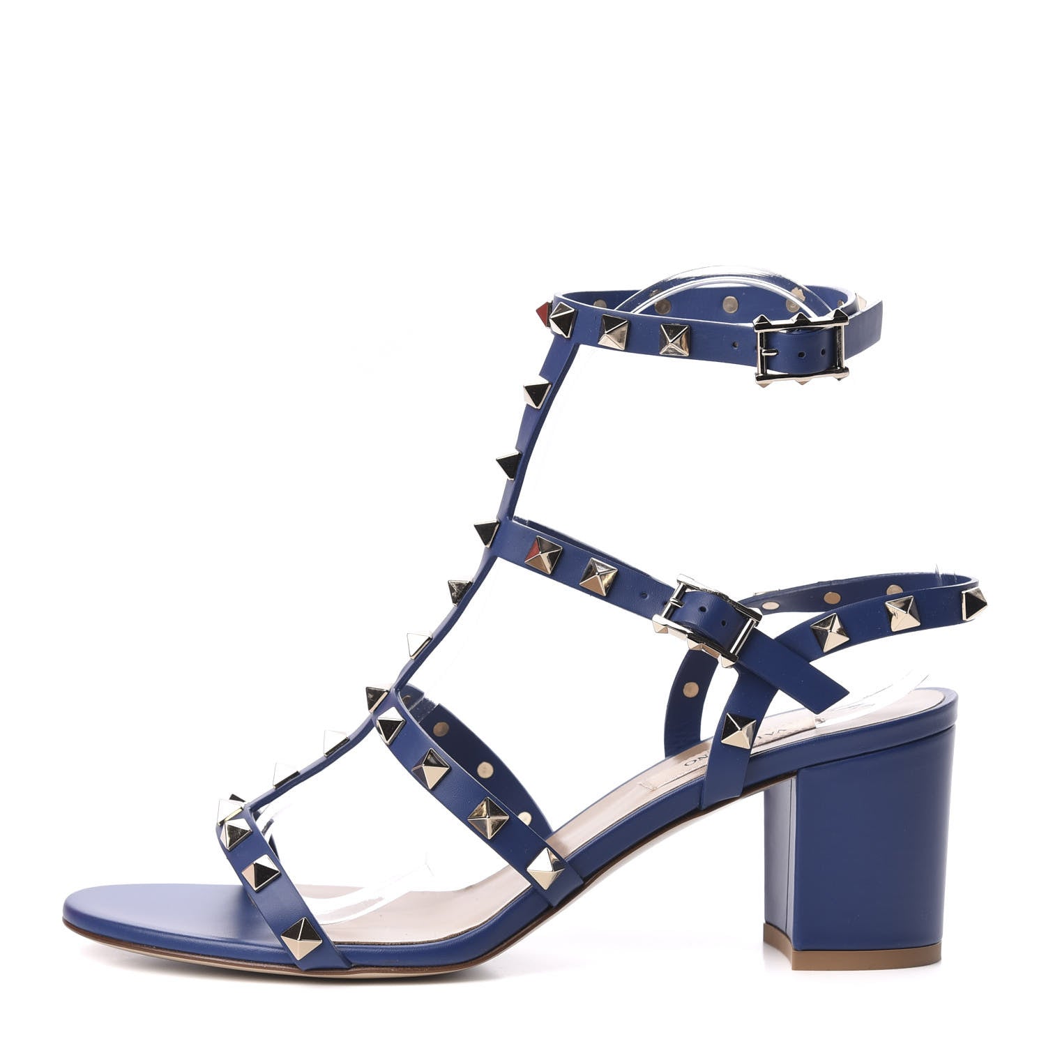Valentino Garavani Calfskin Rockstud 60mm City Sandals 38 Blue 1 of 8