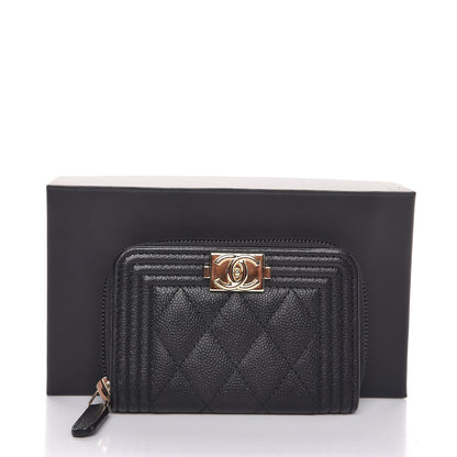 Chanel Caviar Quilted Boy Zip Around Coin Purse Wallet Black 8 of 8