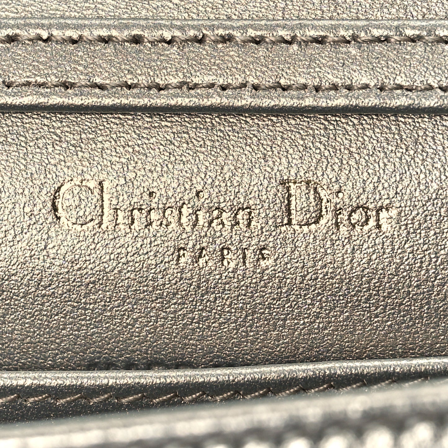 Metallic Grained Calfskin Baby Diorama Flap Bag Champagne