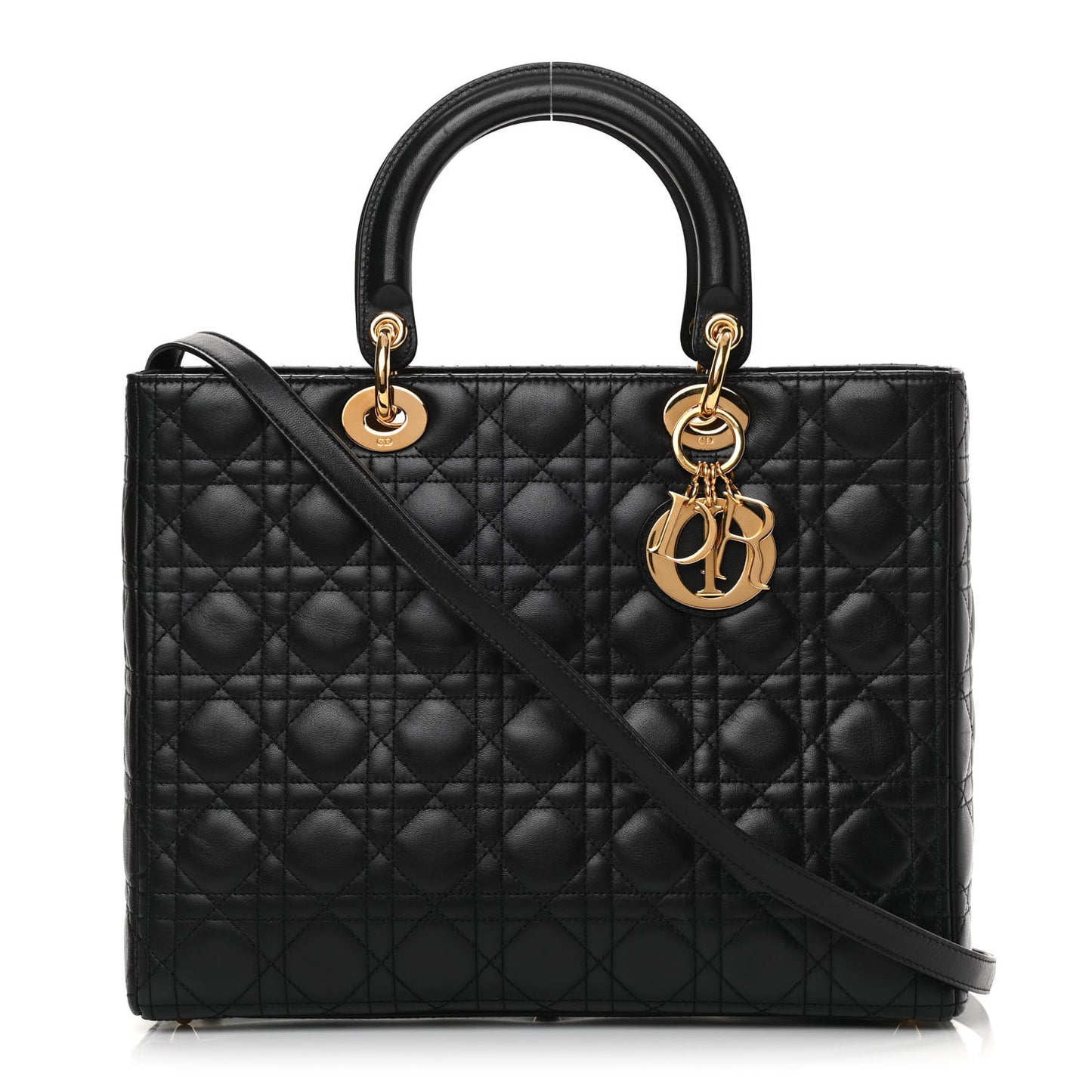 Lambskin Cannage Large Lady Dior Black