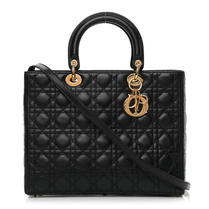 Christian Dior Lambskin Cannage Large Lady Dior Black 1 of 15