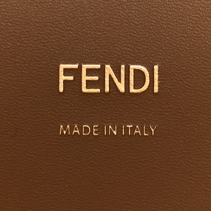 Fendi Glazed Fabric Plexiglass FF Logo Bikini Girls Medium Fendi Sunshine Shopper Tote Bianco Perla Multicolor Miele Scuro 6 of 10