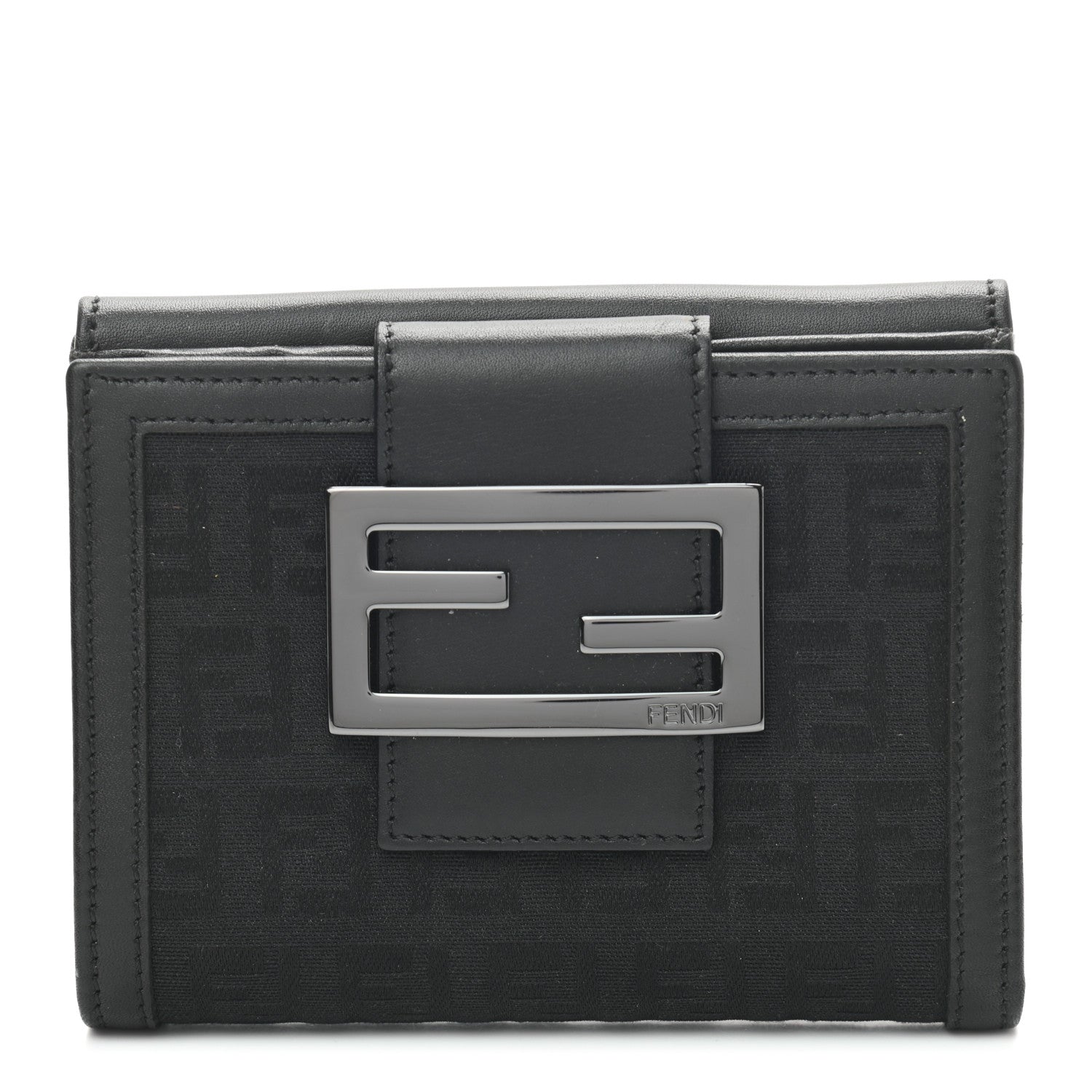 Fendi Zucchino Compact Wallet Black 1 of 8