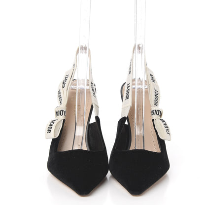 Christian Dior Velvet Ribbon J'Adoir Slingback 100mm Pumps 38 Black 2 of 9