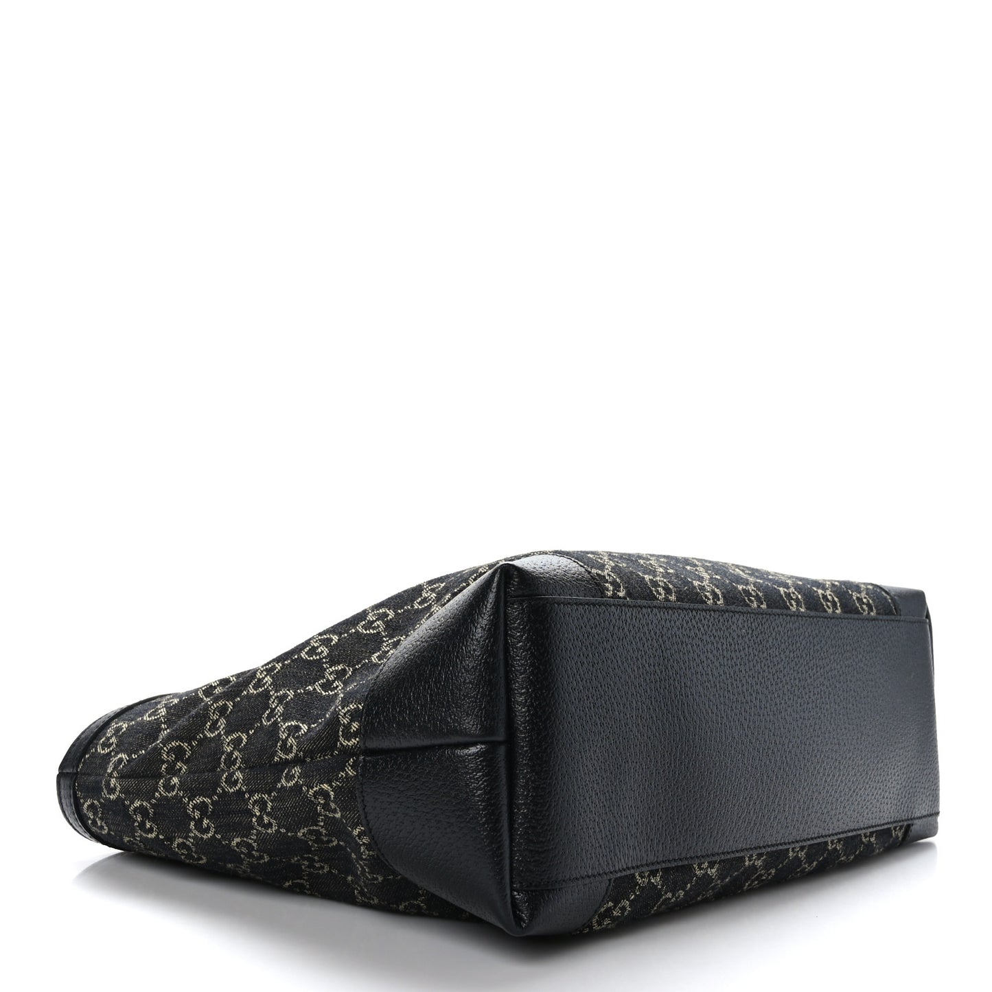 Jacquard Black Denim GG Monogram Medium Ophidia Shopping Tote Black Ivory