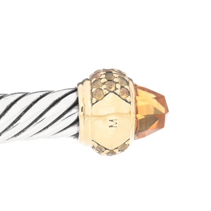 David Yurman Sterling Silver 18K Yellow Gold Citrine Yellow Sapphire 5mm Candy Cable Bracelet 3 of 4