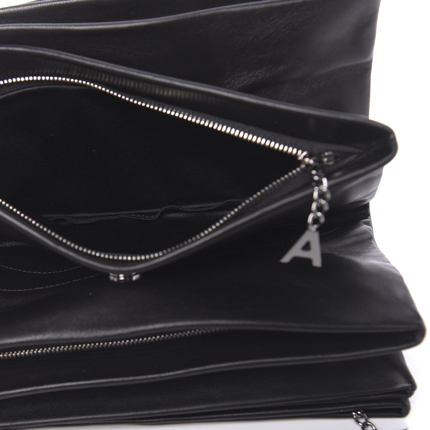 Lambskin Accordion Globe Clutch Black