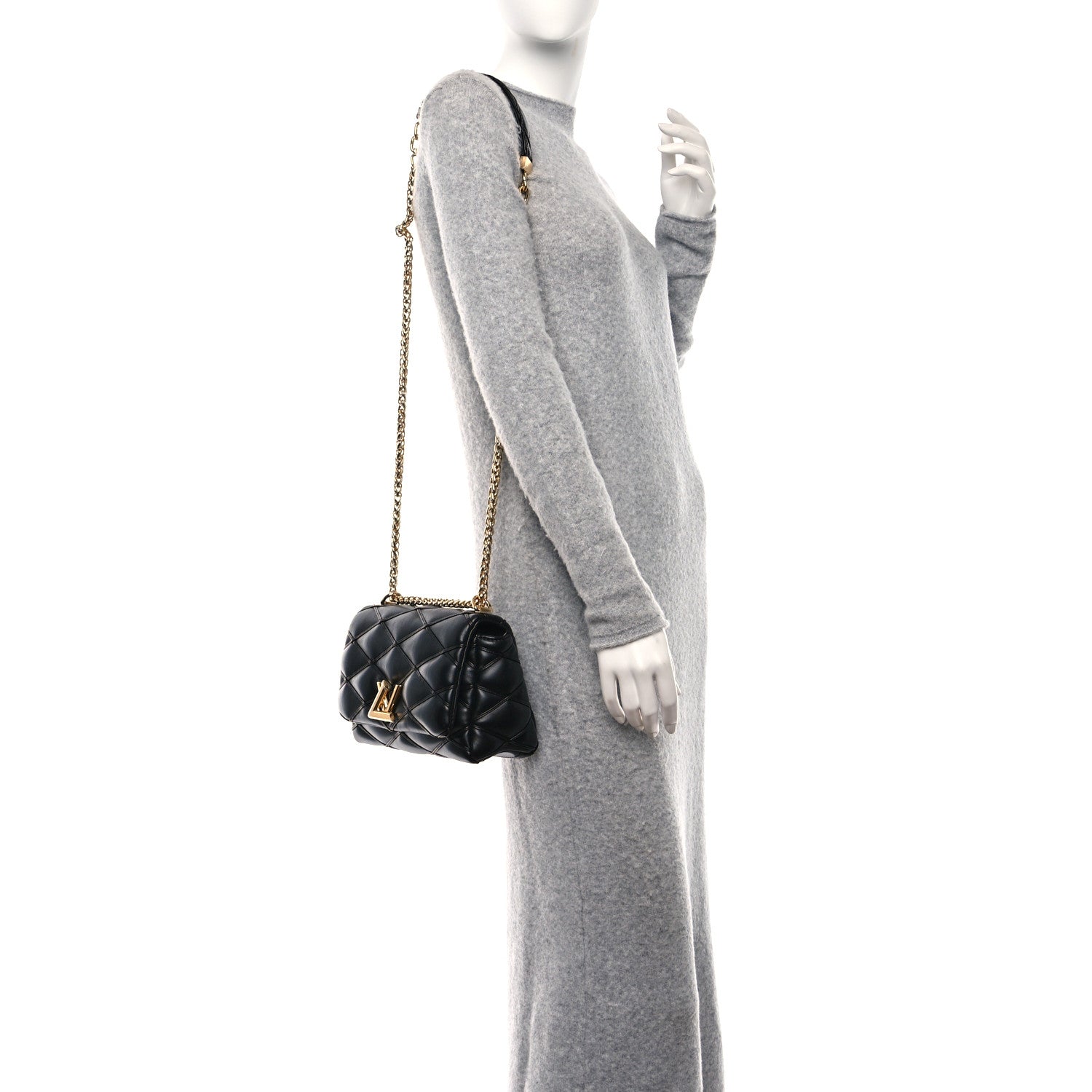 Louis Vuitton Lambskin Malletage Top Handle GO-14 MM Black 3 of 8