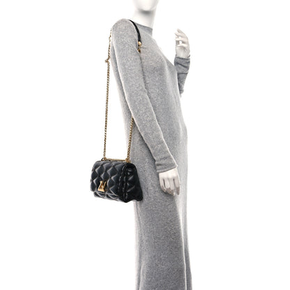 Louis Vuitton Lambskin Malletage Top Handle GO-14 MM Black 3 of 8
