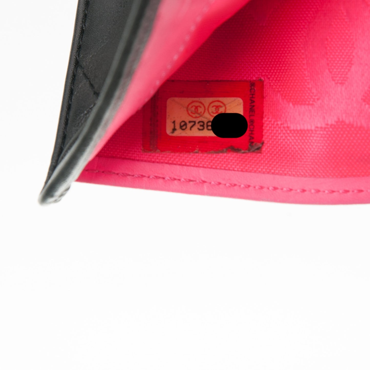 Calfskin Quilted Cambon Bi-Fold Wallet Black