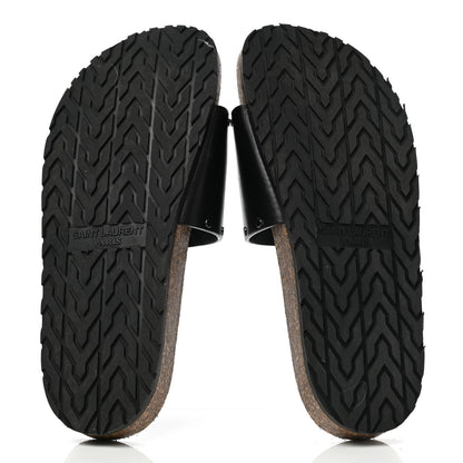 Saint Laurent Calfskin Suede Joan Slide Sandals 38 Black 5 of 9