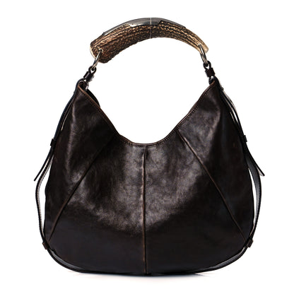 Saint Laurent Buffalo Leather Medium Mombasa Horn Bag Brown 1 of 16