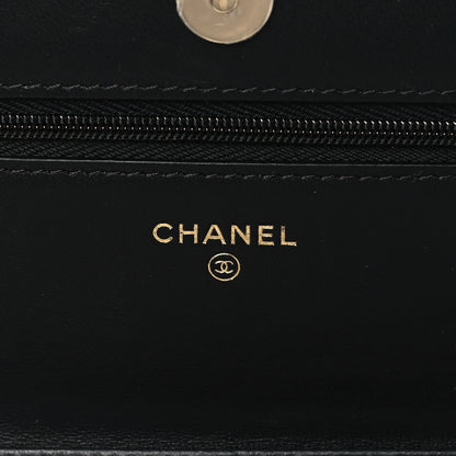 Chanel Lambskin Quilted Wallet On Chain WOC White Black 6 of 10