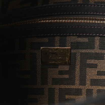 Fendi Fabric Jacquard FF 1974 Medium Baguette Tobacco Moro Black 6 of 9