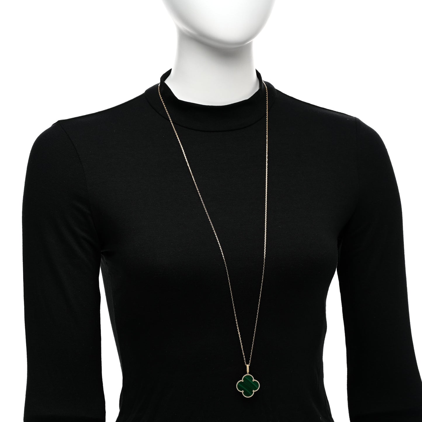 18K Yellow Gold Malachite Magic Alhambra Pendant Necklace