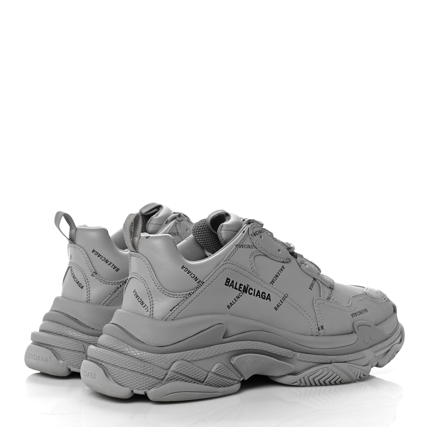 Technical Fabric Allover Logo Mens Triple S Sneakers 44 Grey Black
