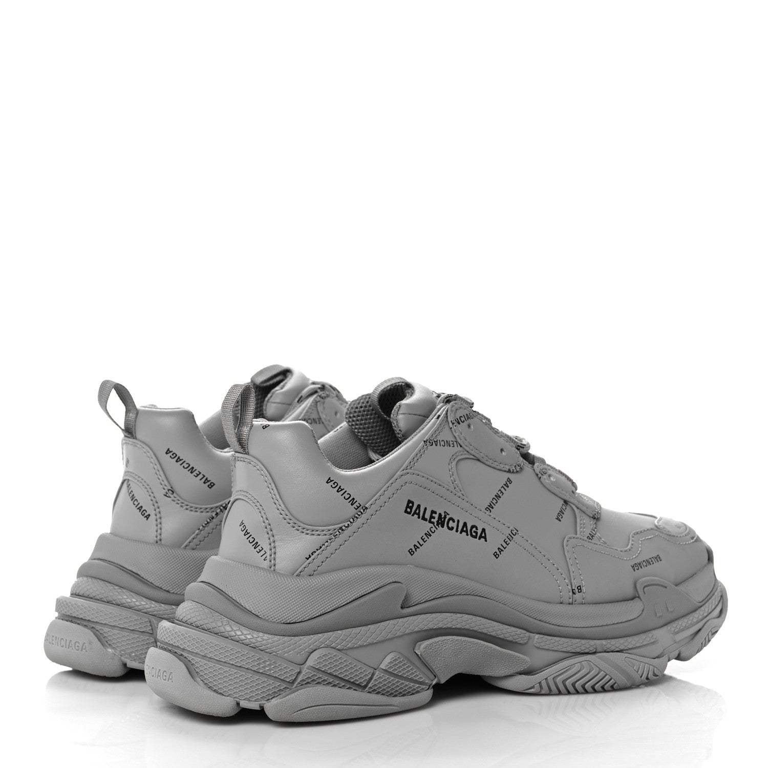 Balenciaga Technical Fabric Allover Logo Mens Triple S Sneakers 44 Grey Black 4 of 6