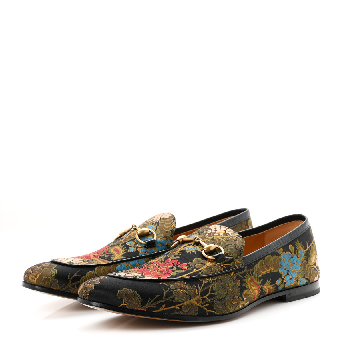 Gucci Jacquard Horsebit Artichoke Flower Mens Jordaan Loafers 10.5 Black Multicolor 4 of 9