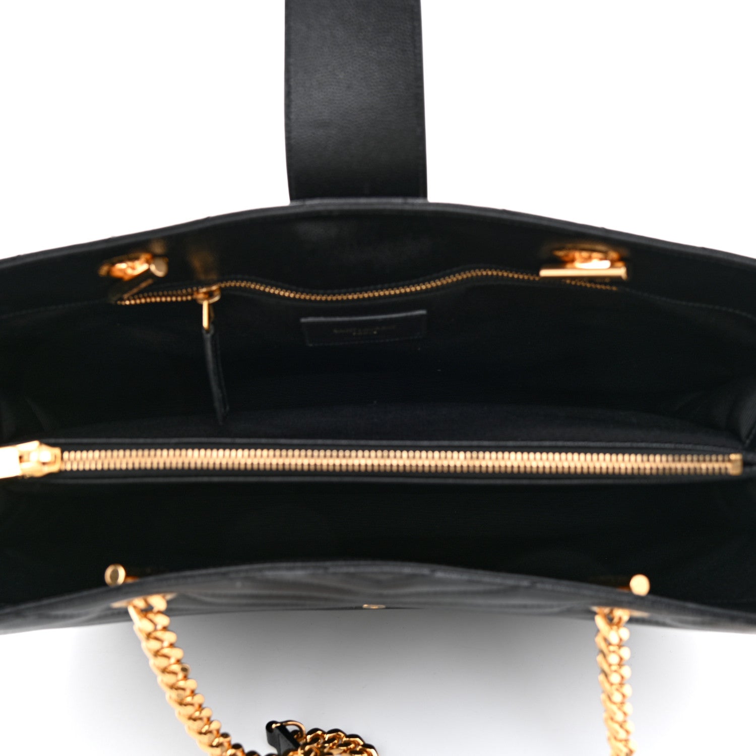 Saint Laurent Grain De Poudre Matelasse Chevron Monogram Shopping Bag Black 5 of 8