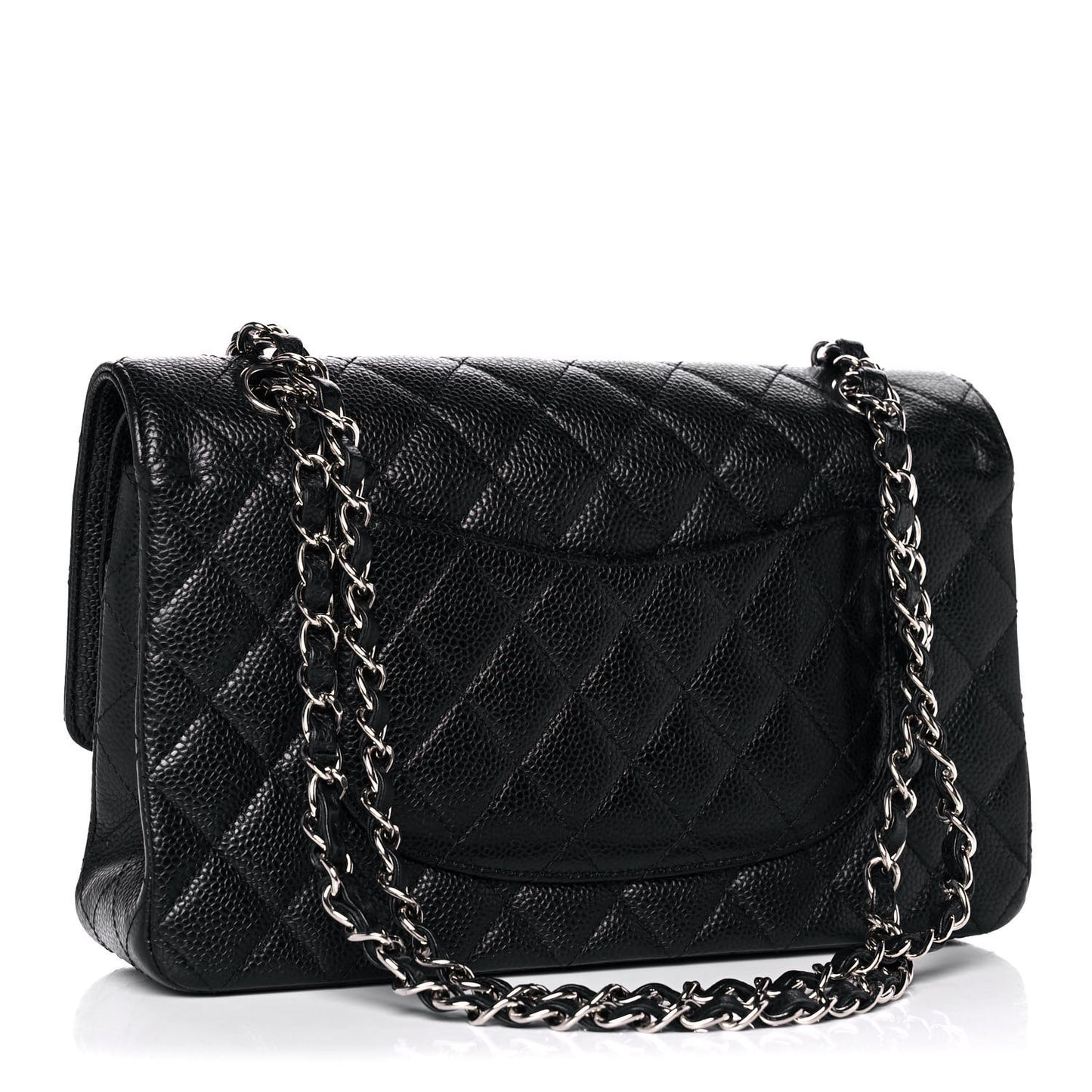Caviar Quilted Medium Double Flap Black