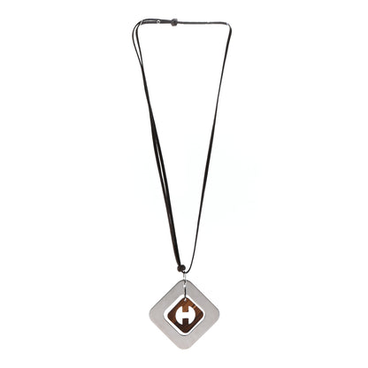 Hermes Buffalo Horn Palladium Pendant Necklace 3 of 5