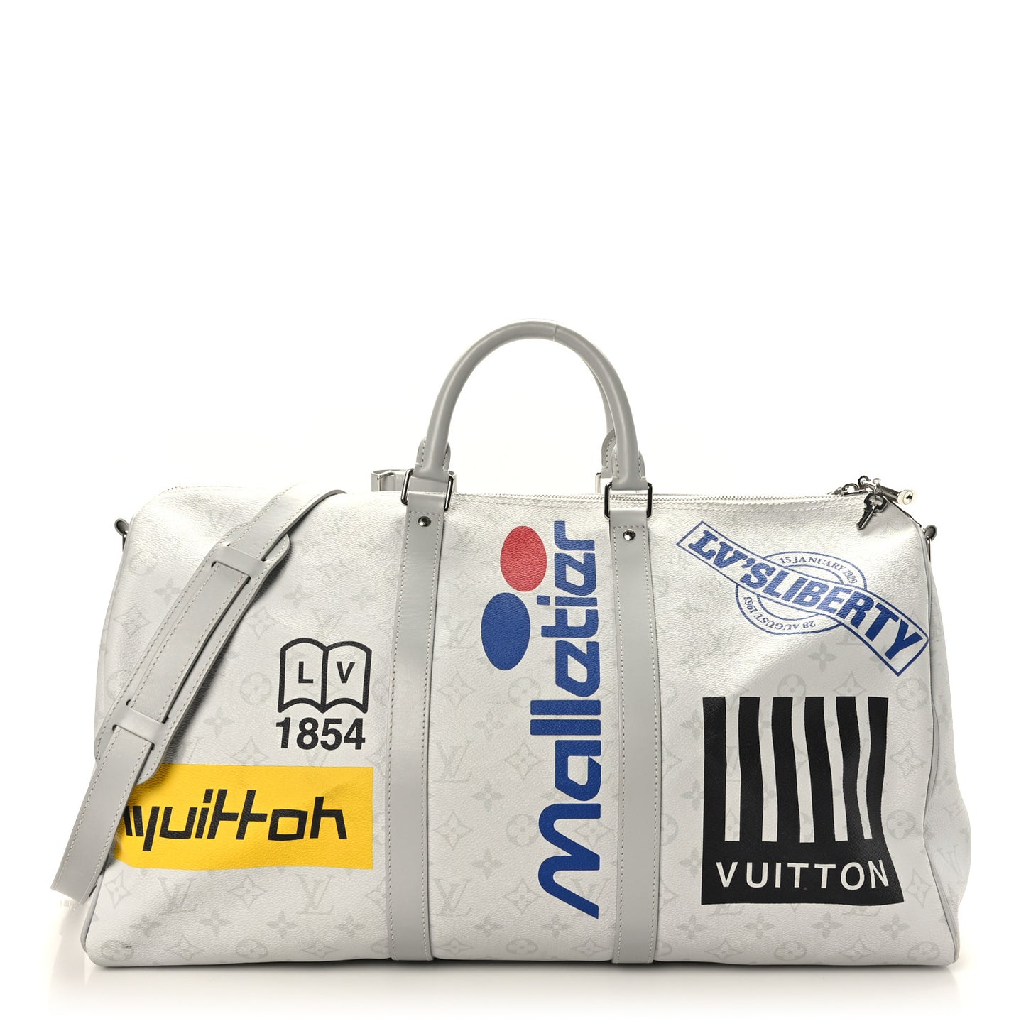 Monogram Logo Keepall Bandouliere 50 White