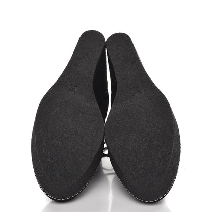 Louis Vuitton Suede Embossed Monogram Frosty Wedge Low Boots 39 Black 5 of 11