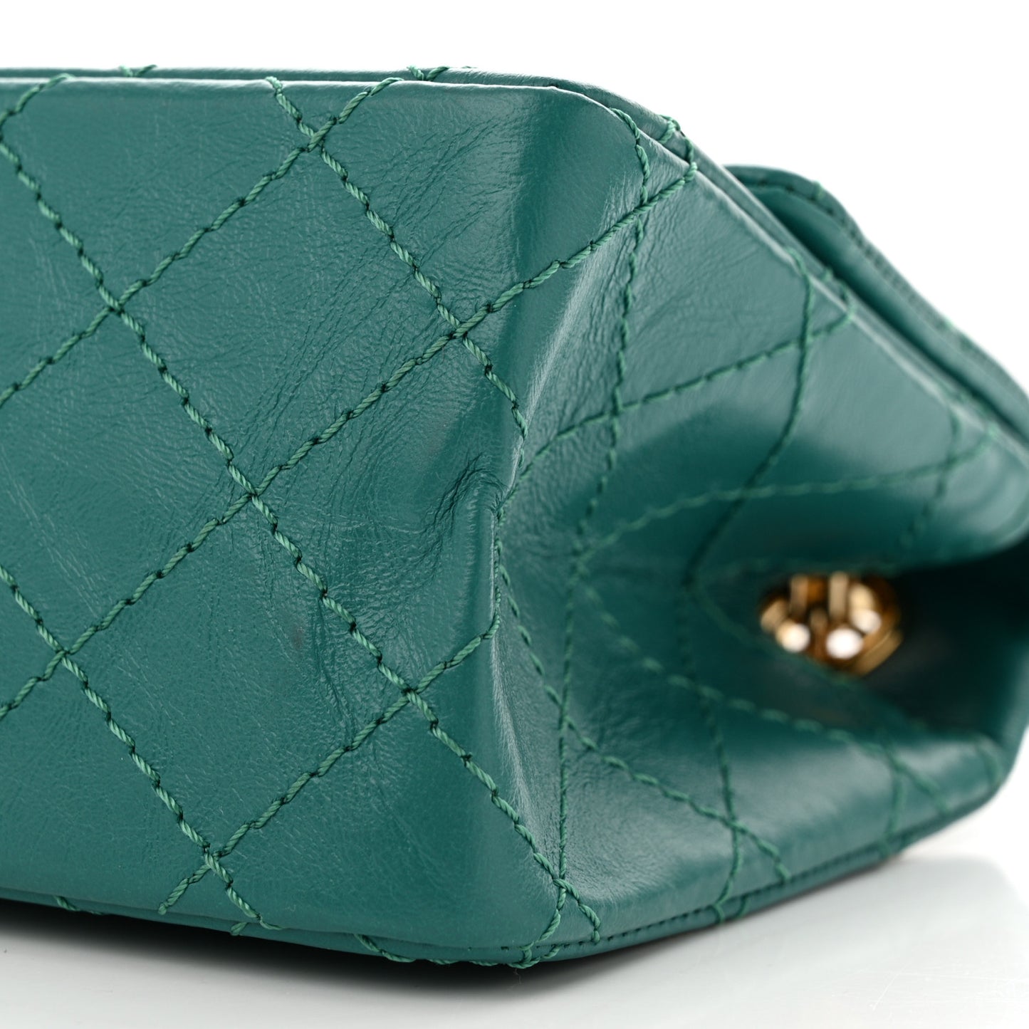 Aged Calfskin Quilted 2.55 Reissue Mini Flap Green