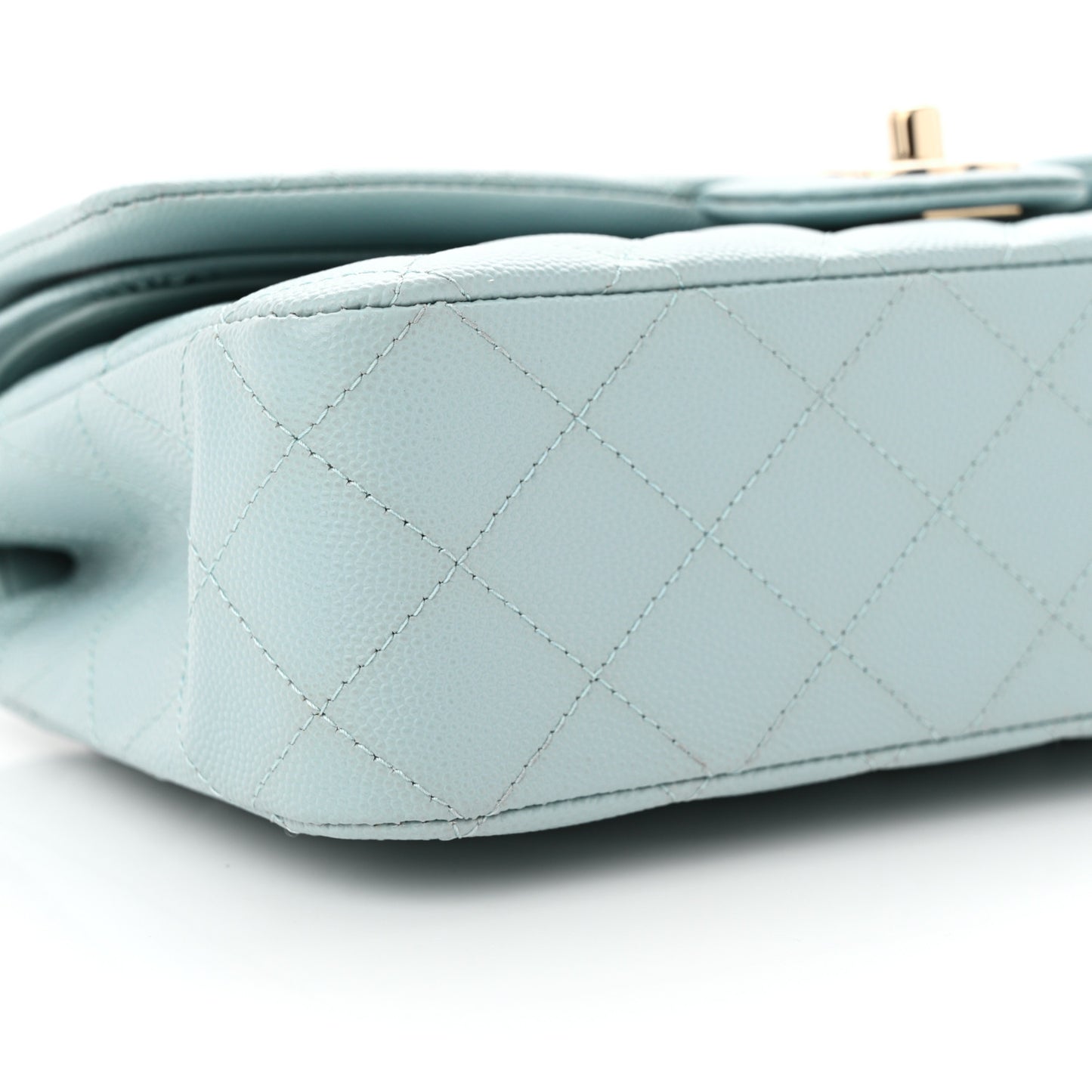 Caviar Quilted Medium Double Flap Light Blue