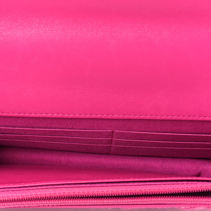 Chanel Wool Tweed Lambskin Quilted Chanel 19 Wallet On Chain WOC Fuchsia 4 of 8