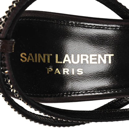 Saint Laurent Satin Crystal Ava 105 Sandals 38 Amaranth 7 of 8