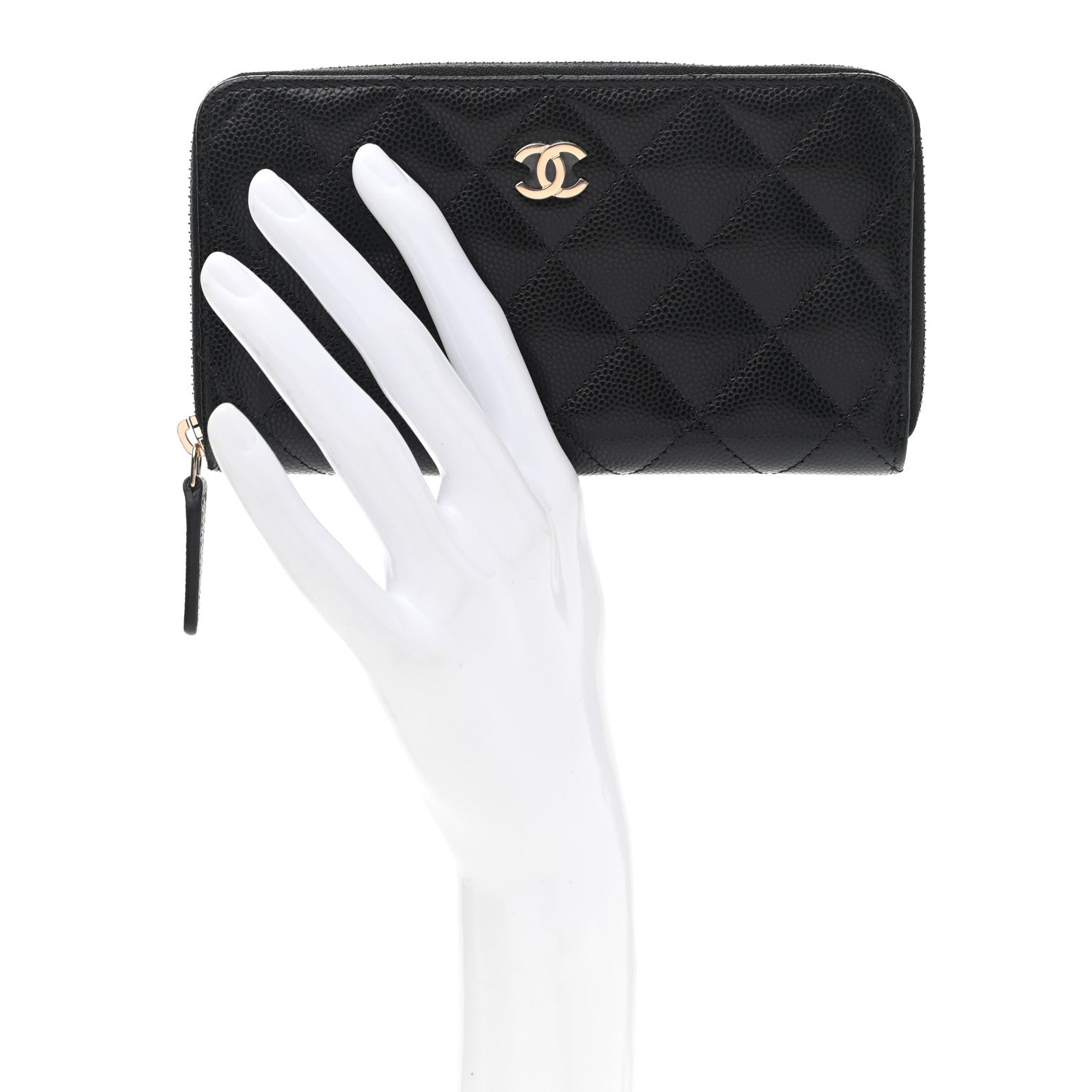 Chanel Caviar Quilted Medium Zip Around Wallet Black 2 of 9