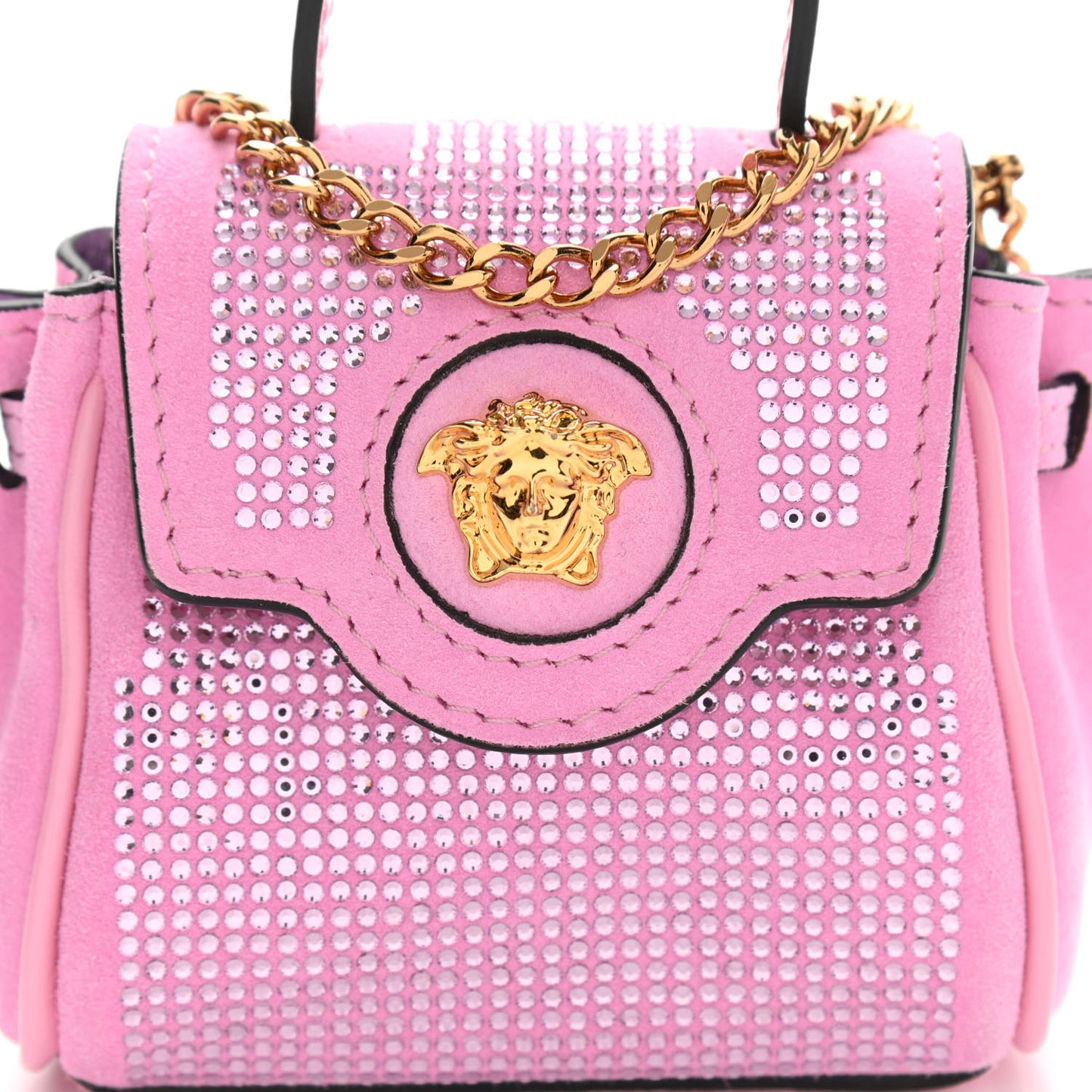 Suede Crystal Studded Micro La Medusa Bag Light Pink