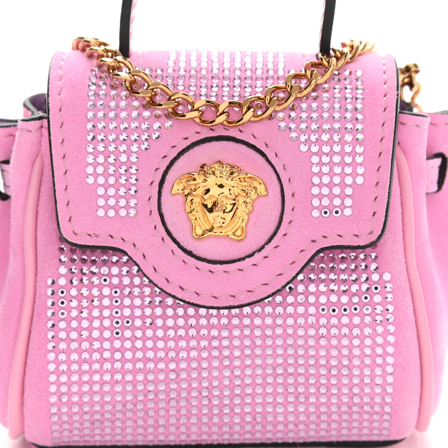 Versace Suede Crystal Studded Micro La Medusa Bag Light Pink 6 of 8