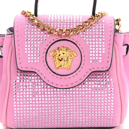 Versace Suede Crystal Studded Micro La Medusa Bag Light Pink 6 of 8